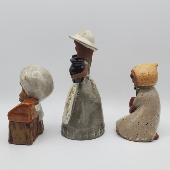 3 Stoneware Figurines Ceramic Boy Girl Figural Japanese Pottery Sculpture - Picture 6 of 9